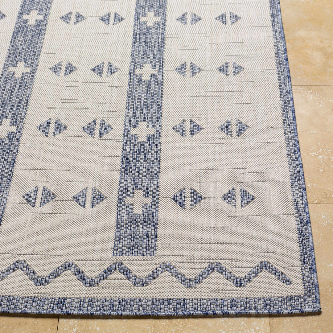 Dapitan Bohemian Global Design Navy And Cream Indoor & Outdoor Rug - The Rug Decor