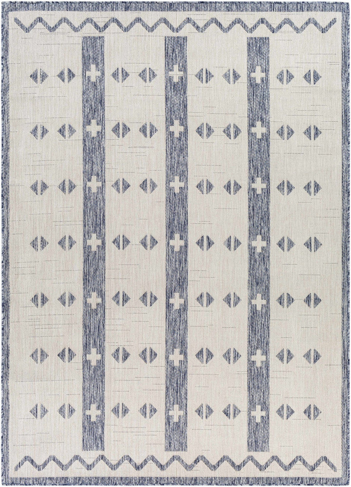 Dapitan Bohemian Global Design Navy And Cream Indoor & Outdoor Rug - The Rug Decor