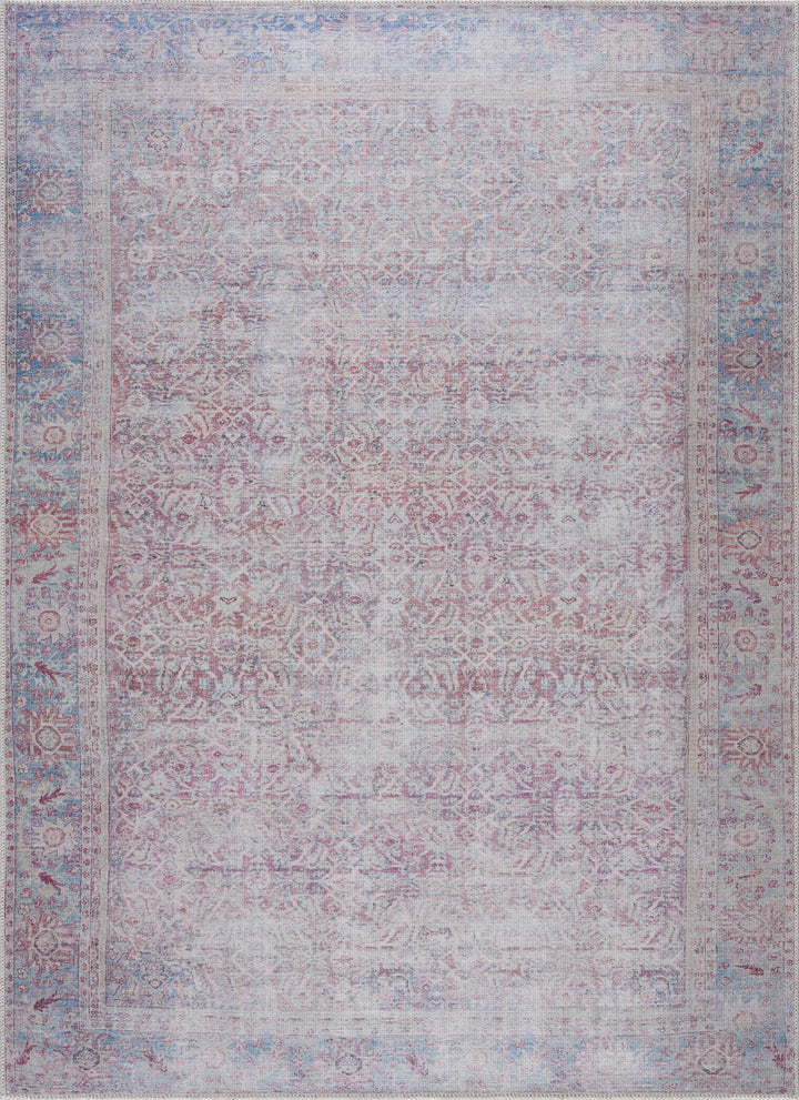 Dare washed out Traditional Style Pink And Blue Washable Rug - The Rug Decor
