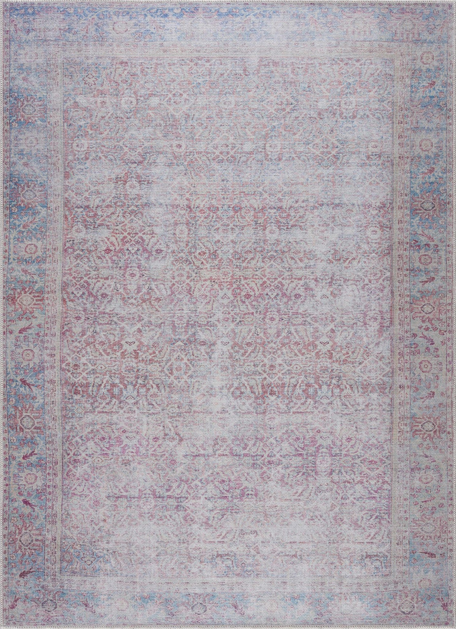 Dare washed out Traditional Style Pink And Blue Washable Rug - The Rug Decor