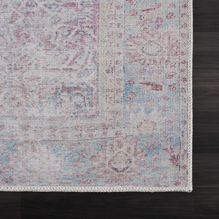 Dare washed out Traditional Style Pink And Blue Washable Rug - The Rug Decor