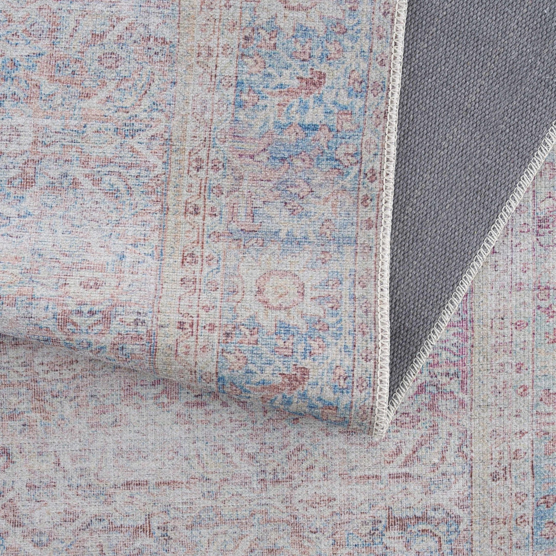 Dare washed out Traditional Style Pink And Blue Washable Rug - The Rug Decor