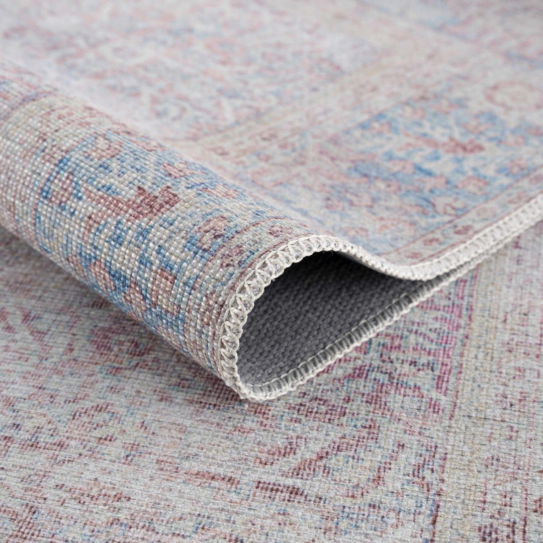Dare washed out Traditional Style Pink And Blue Washable Rug - The Rug Decor