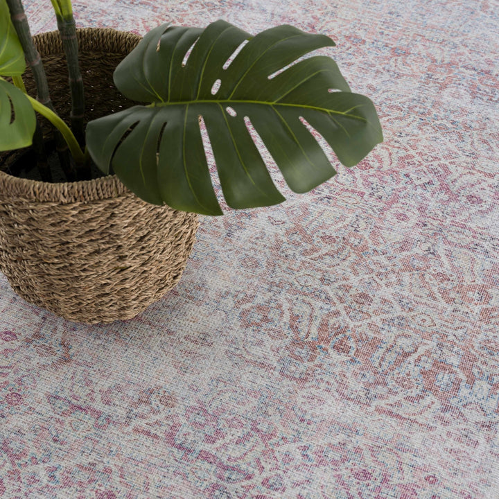 Dare washed out Traditional Style Pink And Blue Washable Rug - The Rug Decor