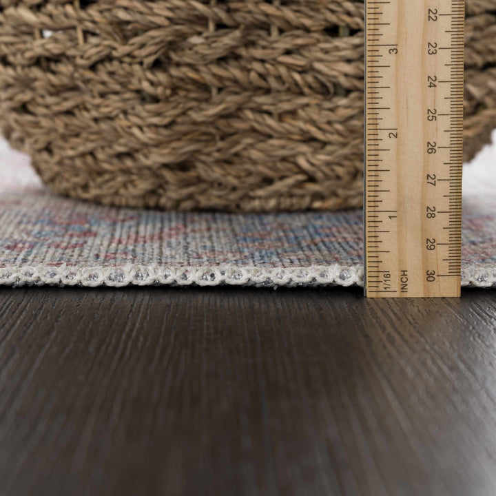 Dare washed out Traditional Style Pink And Blue Washable Rug - The Rug Decor