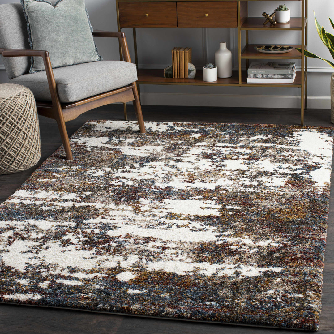 Darenth Modern Abstract Design Ivory And Brown Area Rug