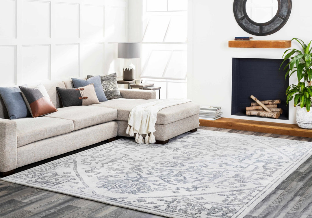 Darfield Gray And Charcoal Traditional Style Hand Knotted Area Rug - The Rug Decor
