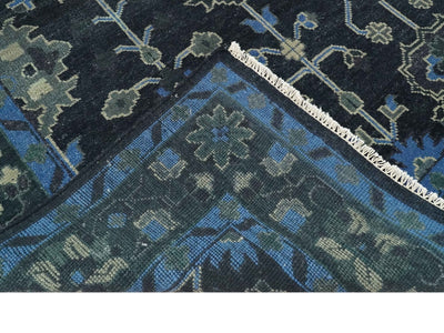 Dark Blue and Beige 5.6x8.6 Hand Knotted Traditional Oushak wool area rug - The Rug Decor