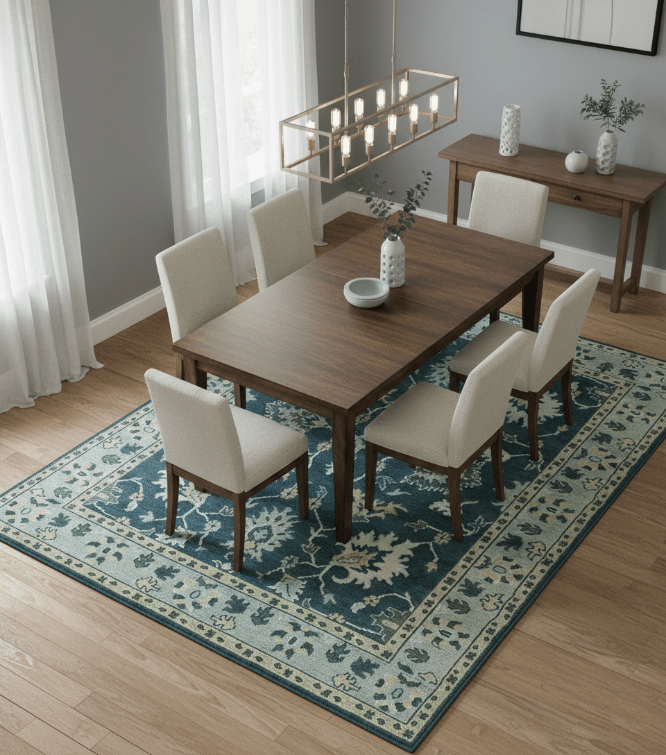 Dark Teal, Silver, Blue and Ivory Hand Knotted Traditional Oushak Multi Size Area Rug - The Rug Decor