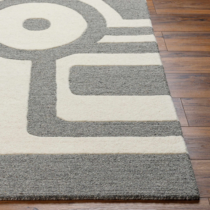 Daryl Contemporary Geometric Design Gray And Ivory Hand Tufted Wool Rug - The Rug Decor