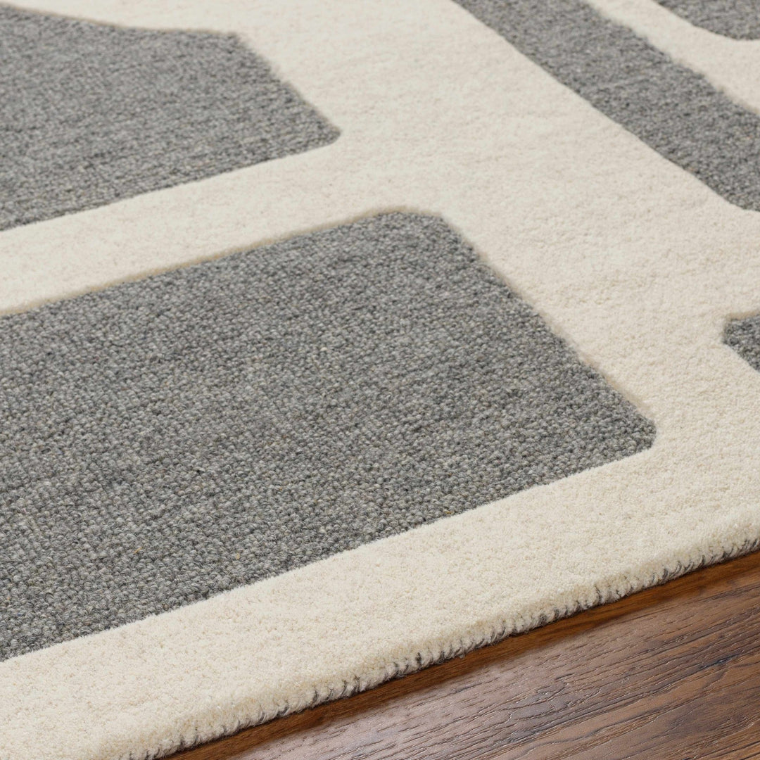 Daryl Contemporary Geometric Design Gray And Ivory Hand Tufted Wool Rug - The Rug Decor