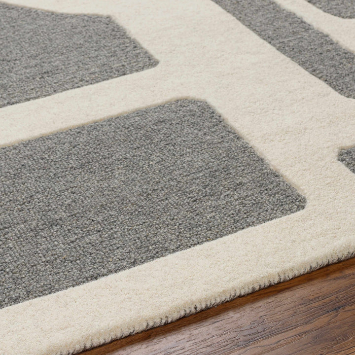 Daryl Contemporary Geometric Design Gray And Ivory Hand Tufted Wool Rug - The Rug Decor