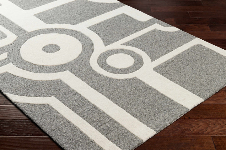 Daryl Contemporary Geometric Design Gray And Ivory Hand Tufted Wool Rug - The Rug Decor