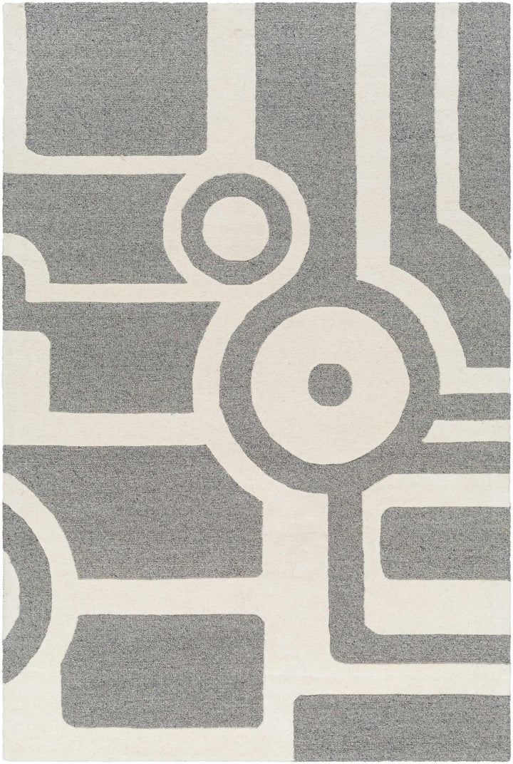 Daryl Contemporary Geometric Design Gray And Ivory Hand Tufted Wool Rug - The Rug Decor
