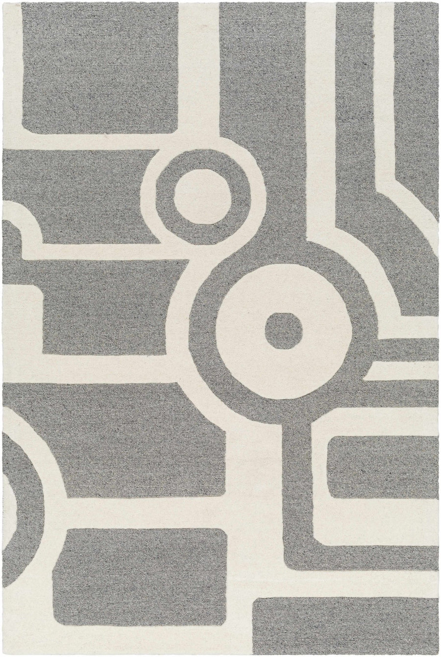 Daryl Contemporary Geometric Design Gray And Ivory Hand Tufted Wool Rug - The Rug Decor