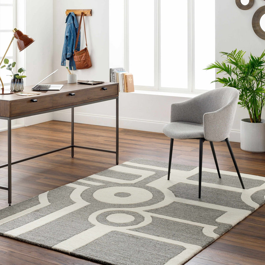 Daryl Contemporary Geometric Design Gray And Ivory Hand Tufted Wool Rug - The Rug Decor