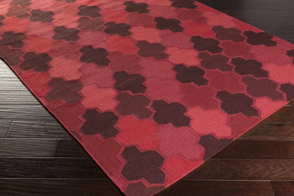 Datil Contemporary Geometrical Red And Pink Area Rug - The Rug Decor