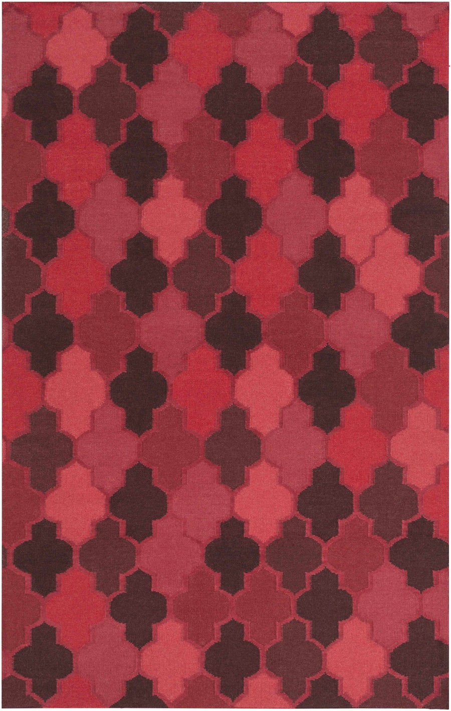 Datil Contemporary Geometrical Red And Pink Area Rug - The Rug Decor