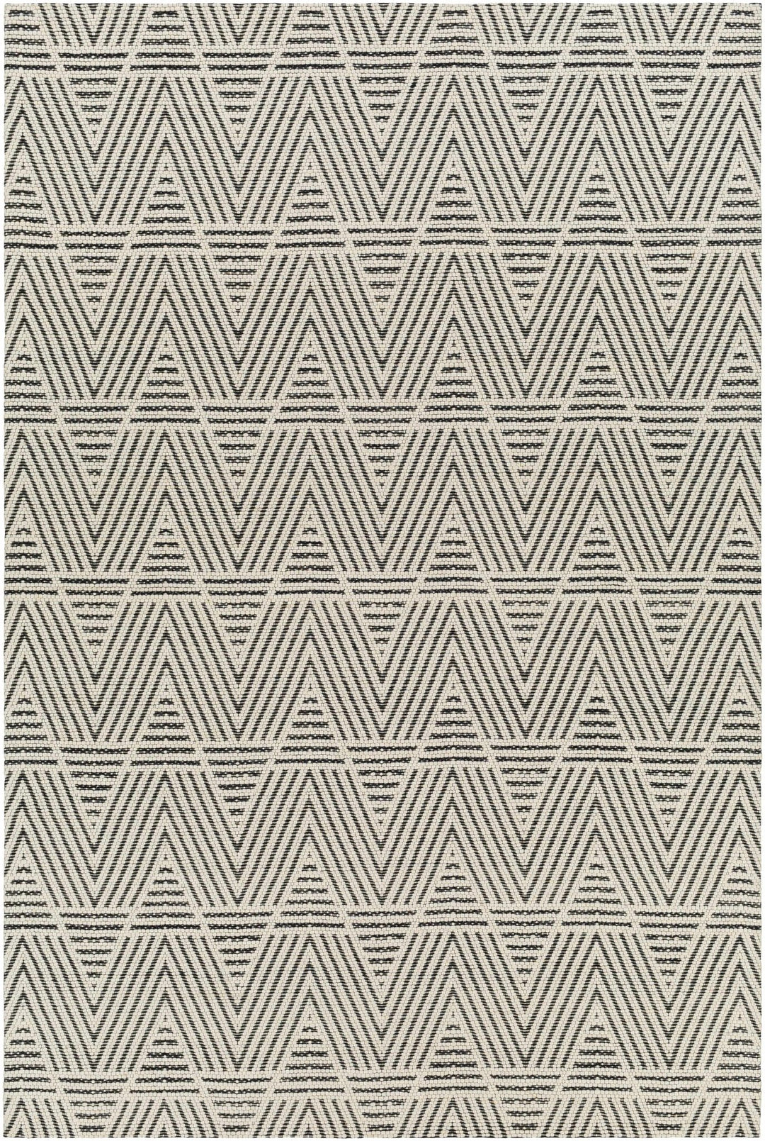 Dawid Modern chevron Ivory And Black Wool Area Rug - The Rug Decor