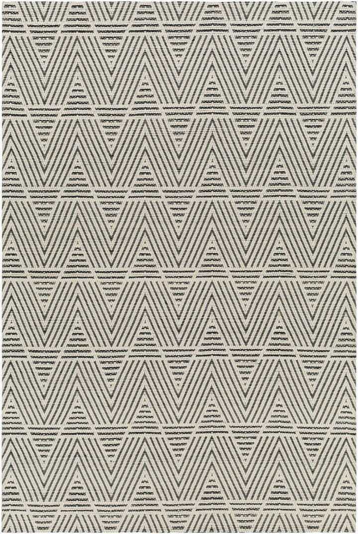 Dawid Modern chevron Ivory And Black Wool Area Rug - The Rug Decor