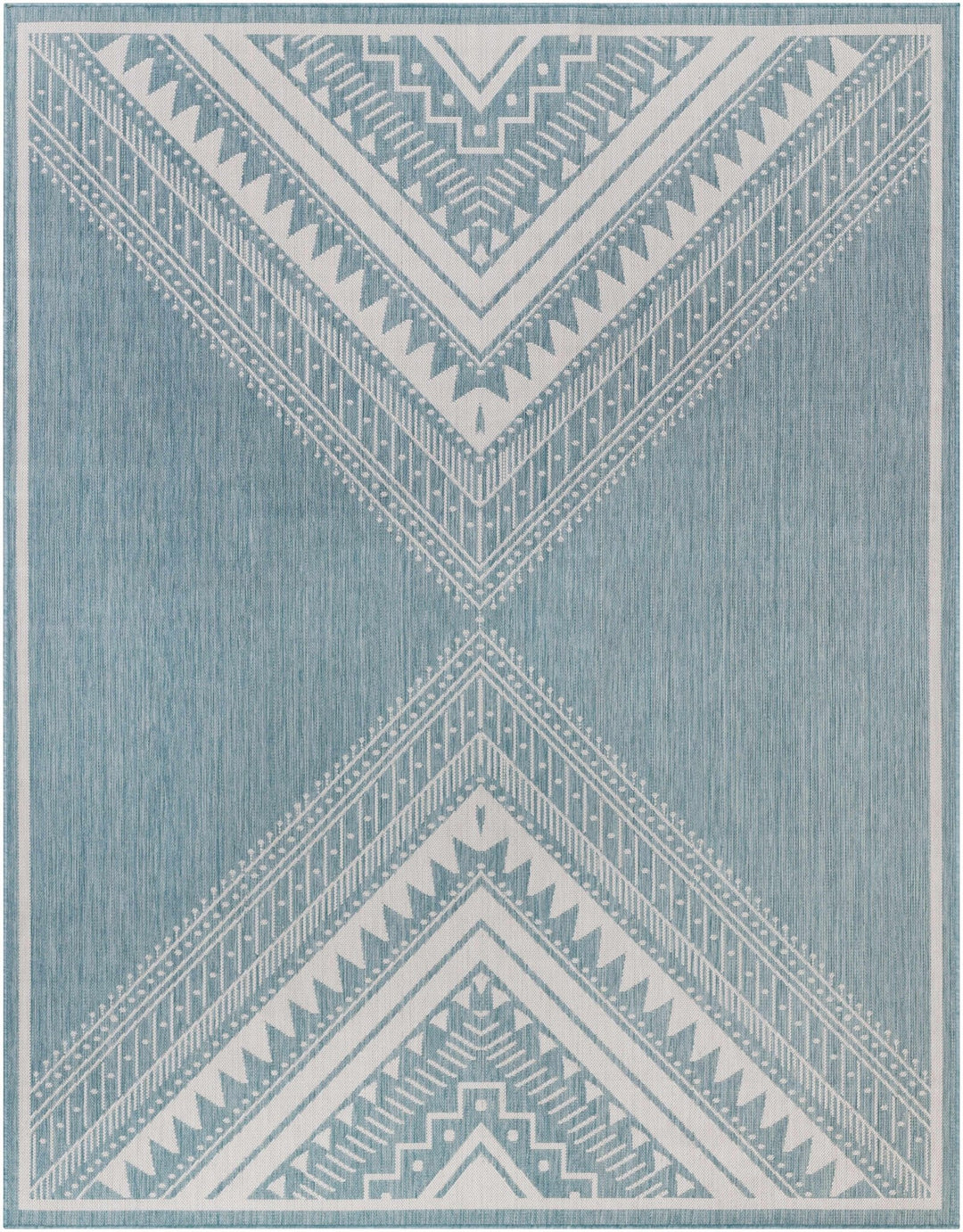Deana Modern Geometric Design Blue And Ivory Rug - The Rug Decor