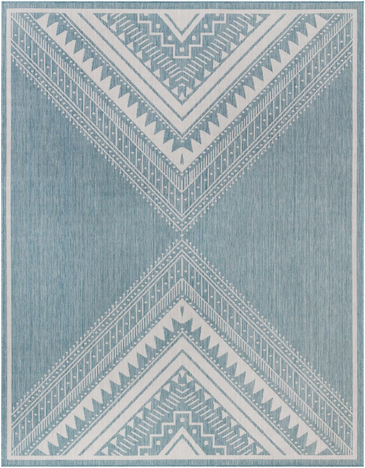Deana Modern Geometric Design Blue And Ivory Rug - The Rug Decor