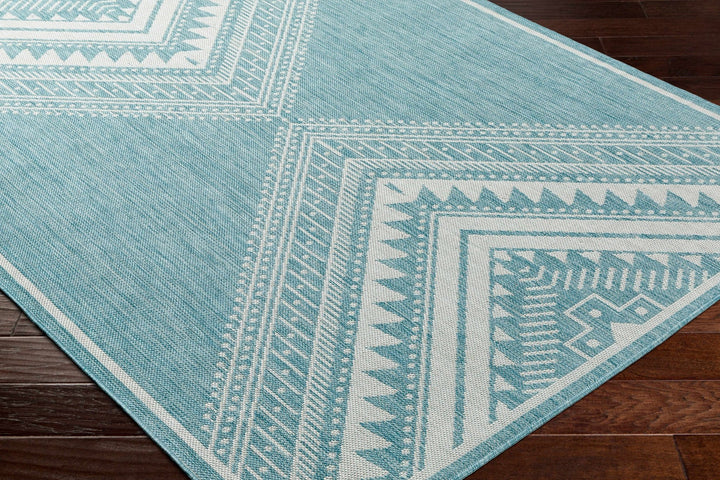 Deana Modern Geometric Design Blue And Ivory Rug - The Rug Decor