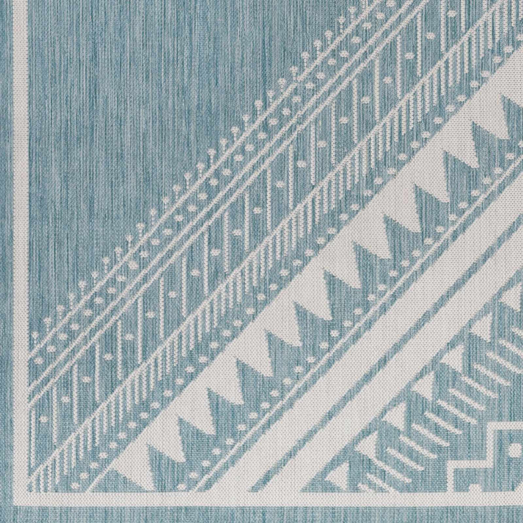Deana Modern Geometric Design Blue And Ivory Rug - The Rug Decor