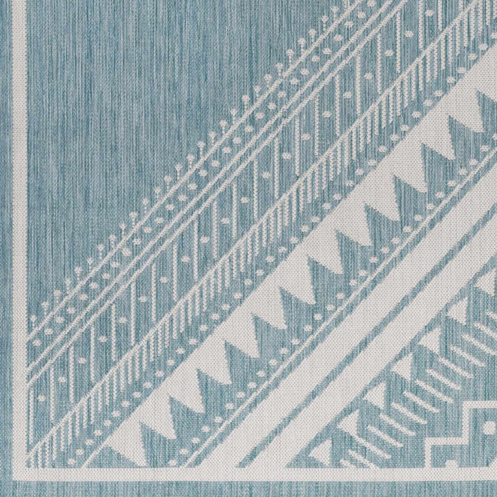 Deana Modern Geometric Design Blue And Ivory Rug - The Rug Decor