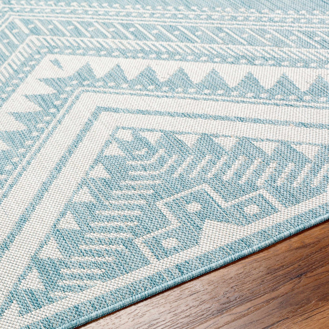 Deana Modern Geometric Design Blue And Ivory Rug - The Rug Decor