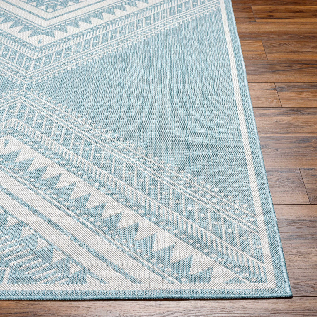 Deana Modern Geometric Design Blue And Ivory Rug - The Rug Decor