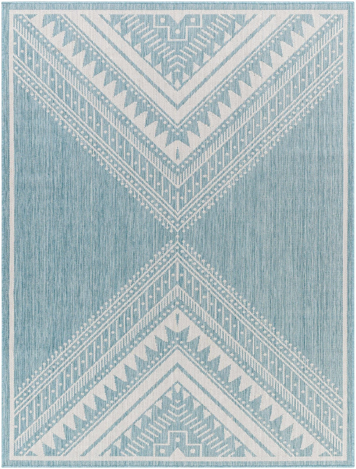 Deana Modern Geometric Design Blue And Ivory Rug - The Rug Decor