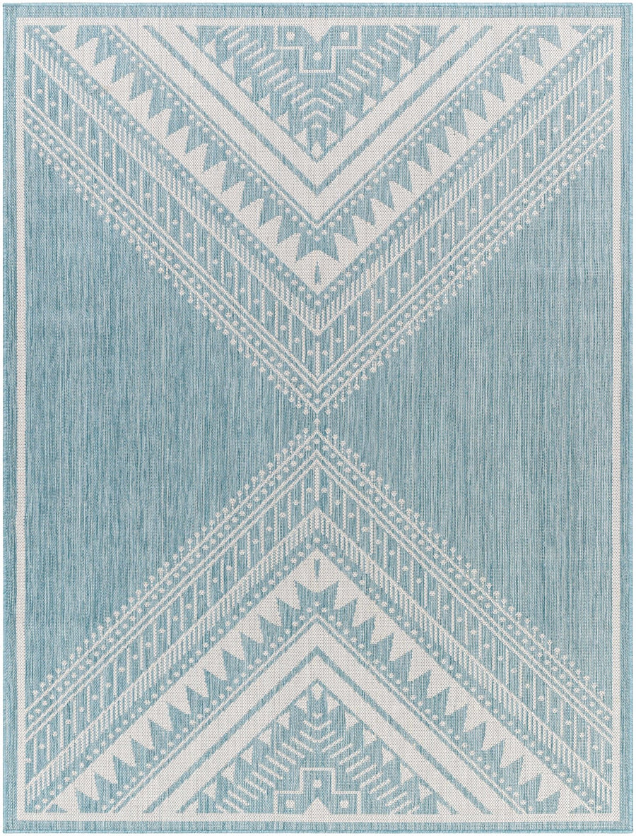 Deana Modern Geometric Design Blue And Ivory Rug - The Rug Decor