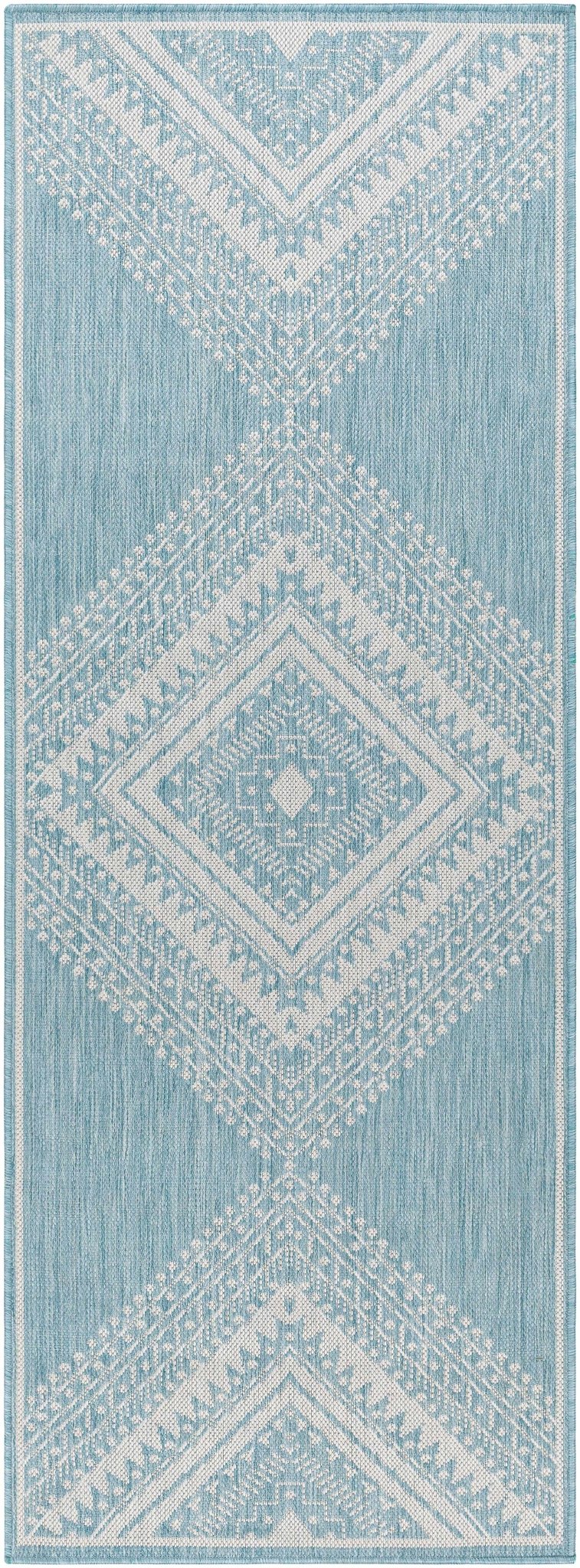 Deana Modern Geometric Design Blue And Ivory Rug - The Rug Decor