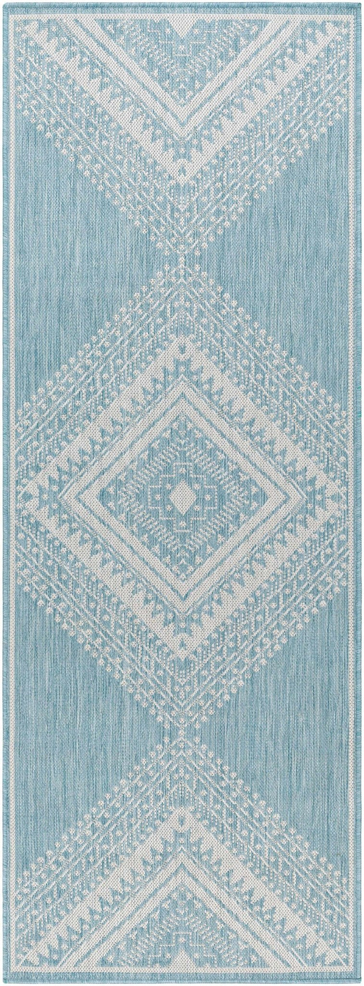 Deana Modern Geometric Design Blue And Ivory Rug - The Rug Decor