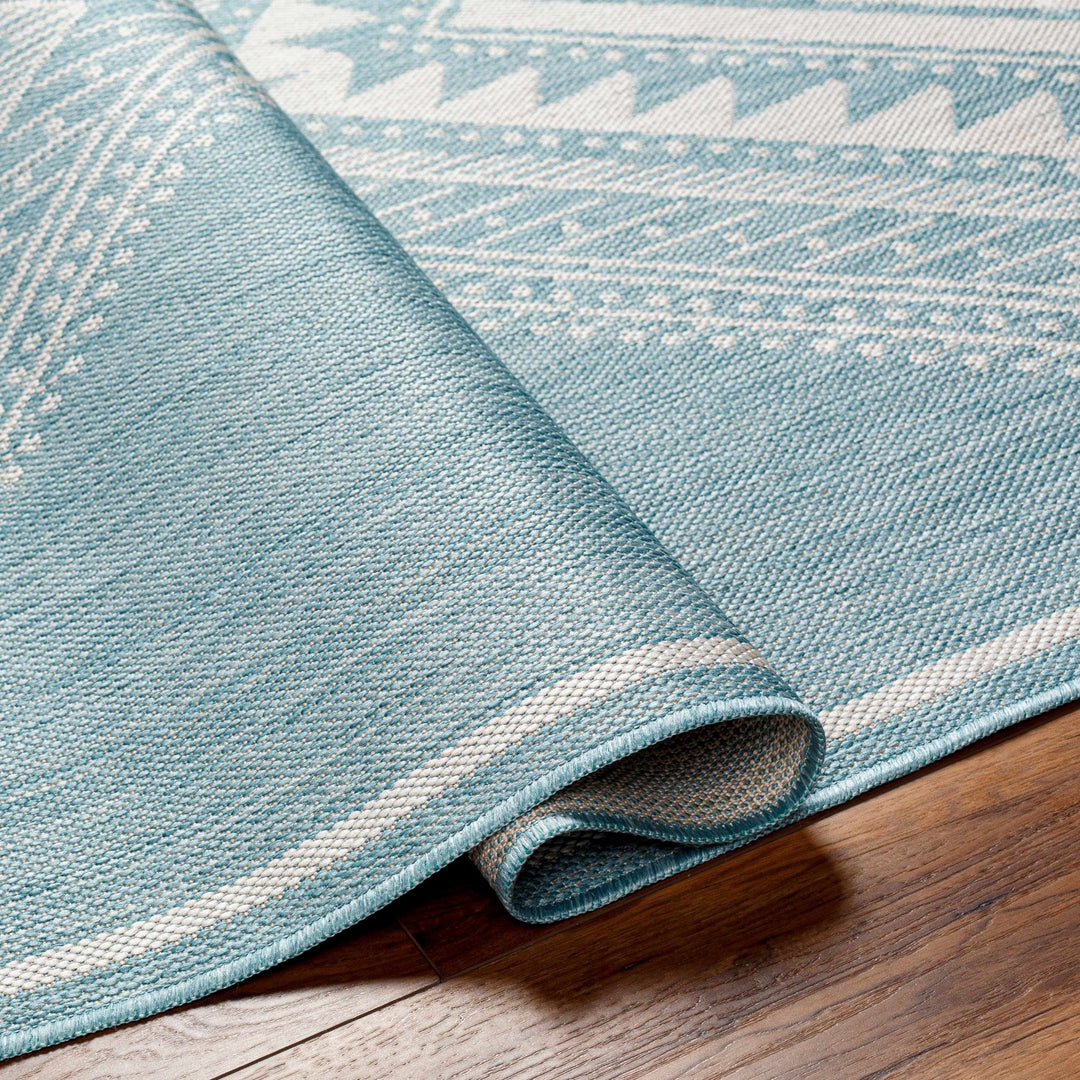 Deana Modern Geometric Design Blue And Ivory Rug - The Rug Decor