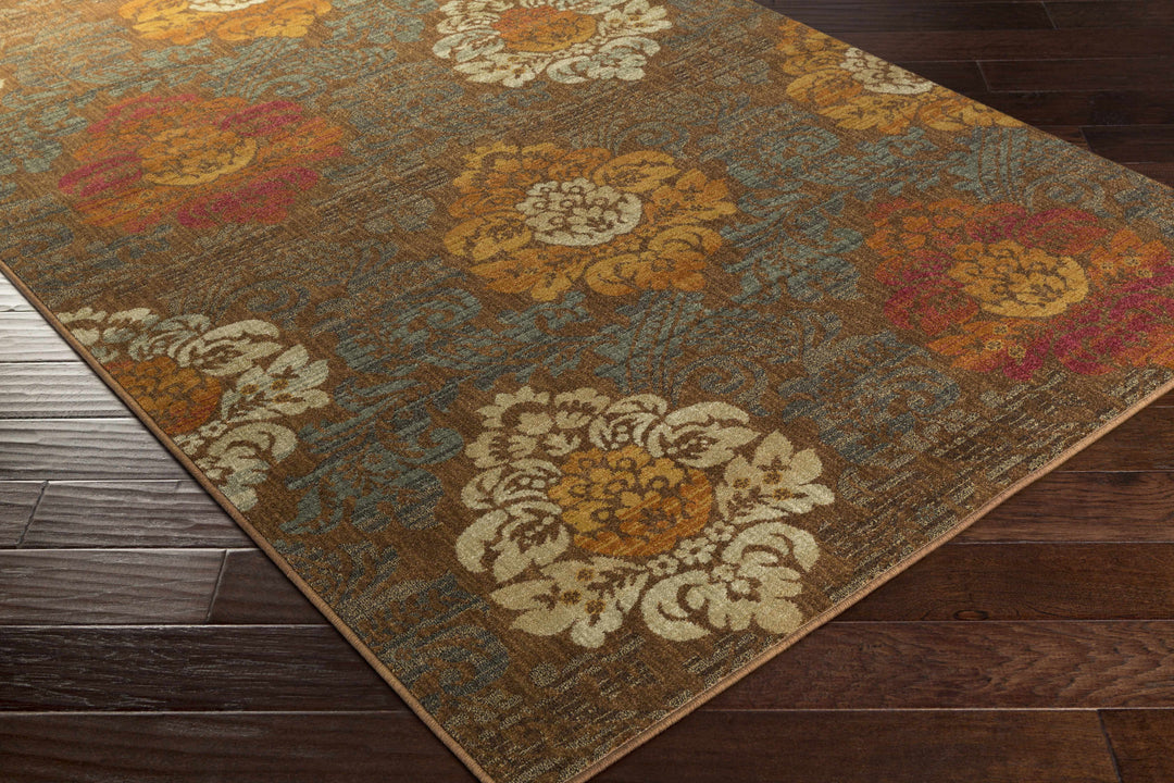 Declo Brown Modern Floral Design Area Rug