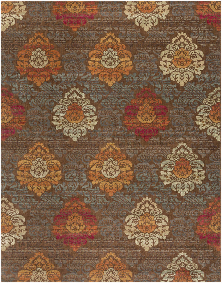 Declo Brown Modern Floral Design Area Rug
