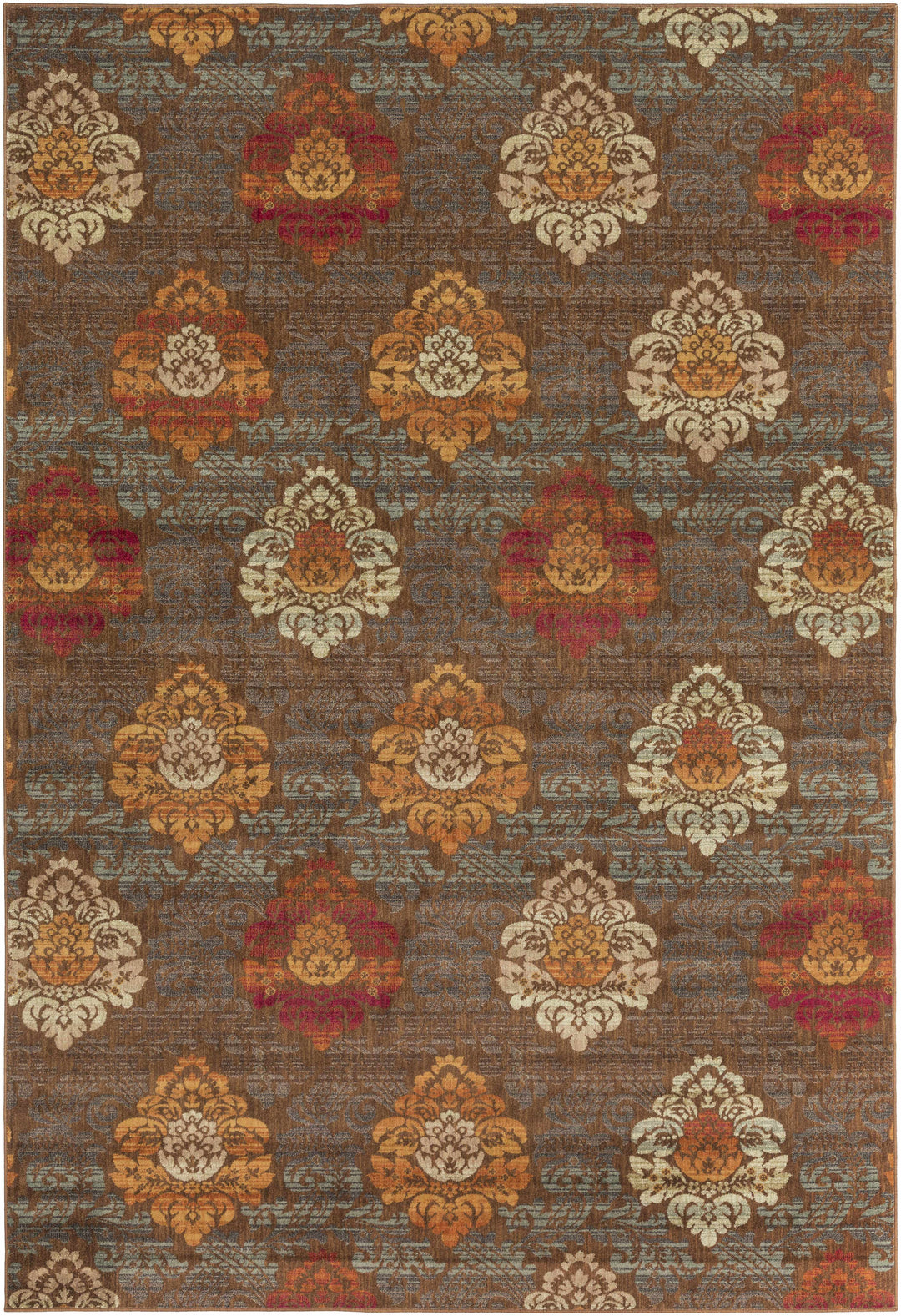 Declo Brown Modern Floral Design Area Rug