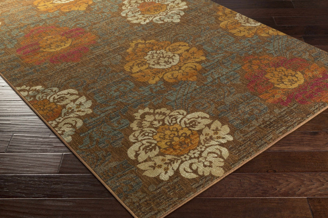 Declo Brown Modern Floral Design Area Rug - The Rug Decor