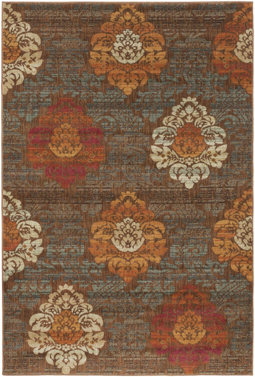 Declo Brown Modern Floral Design Area Rug - The Rug Decor