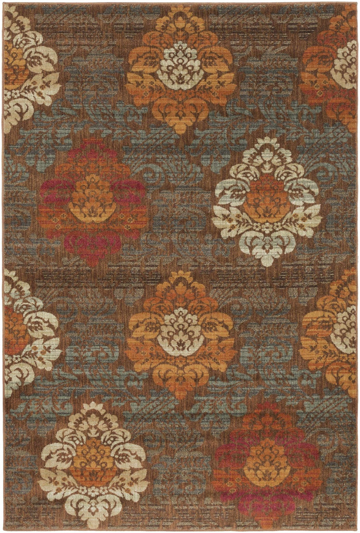 Declo Brown Modern Floral Design Area Rug - The Rug Decor