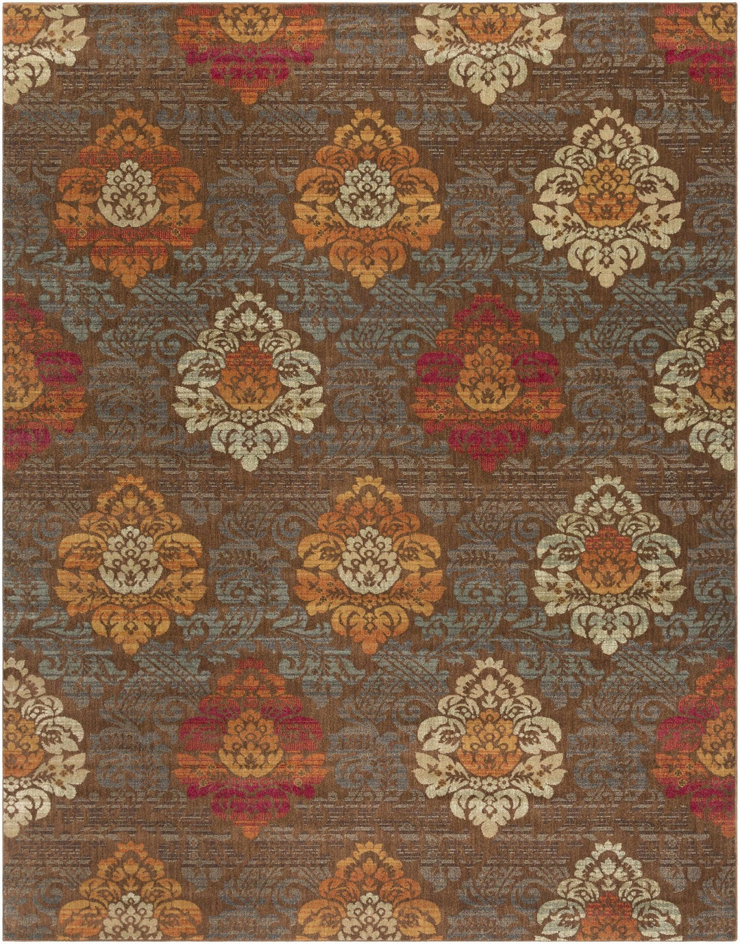 Declo Brown Modern Floral Design Area Rug - The Rug Decor