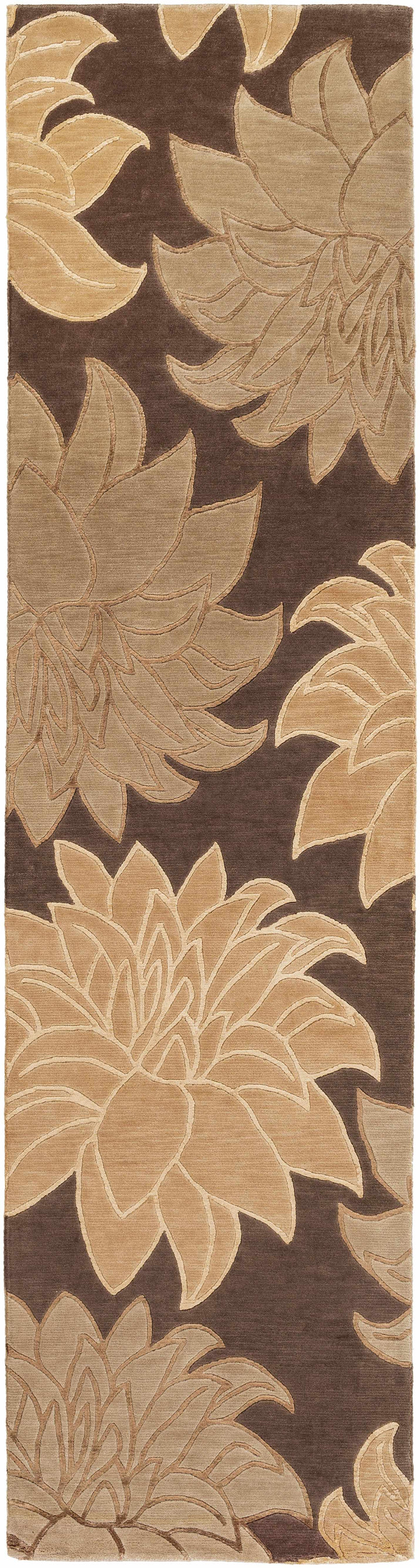 Defoe Modern Floral Design Brown And Beige Area Carpet