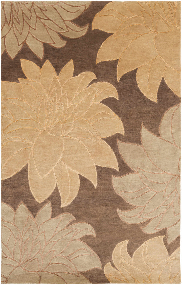 Defoe Modern Floral Design Brown And Beige Area Carpet