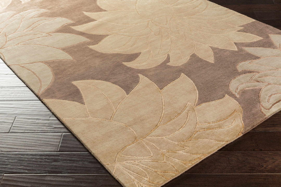 Defoe Modern Floral Design Brown And Beige Area Carpet
