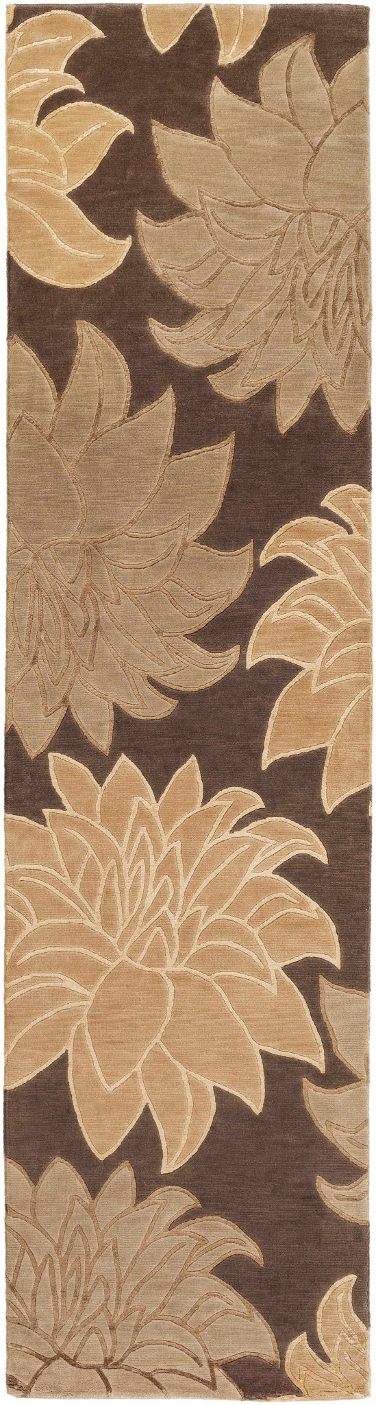 Defoe Modern Floral Design Brown And Beige Area Carpet - The Rug Decor