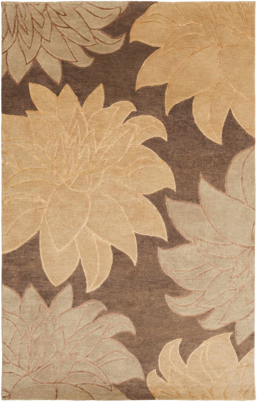 Defoe Modern Floral Design Brown And Beige Area Carpet - The Rug Decor