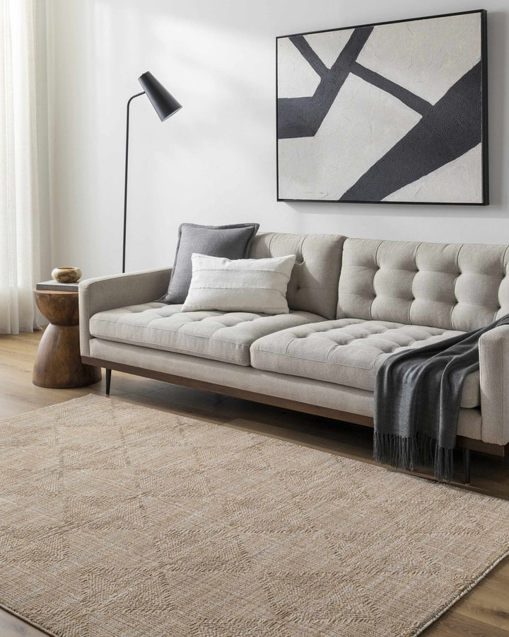 Dekan Tan Contemporary Geometrical Design Rug - The Rug Decor