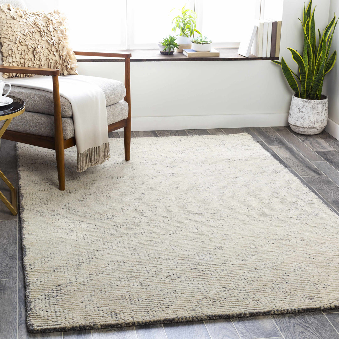 Delahey Ivory Modern Style Hand Tufted Wool Area Rug